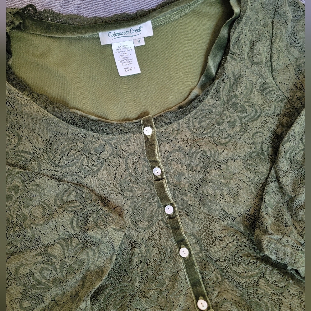 Vintage Coldwater Creek Lace and Velvet Cardigan Sz M Or L Y2K NICE Grandpacore
